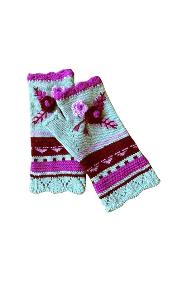 HANXIULIN Mitaines sans doigts chauffe-mains mitaines avec trou pour les pouces en tricot tricoté sans doigts pour femmes et 