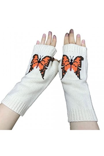 Mitaines Tricotées sans Doigts Gants dhiver Taille Unique Gants Tricotés Hiver Chaud Jambes Chauffe-mains Mitaines, Blanc., 