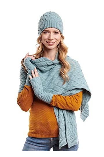 Hilltop Angora - Set d’accessoires d’hiver - Constitué d’écharpe, de bonnet et de chauffe-mains, stone, taille unique