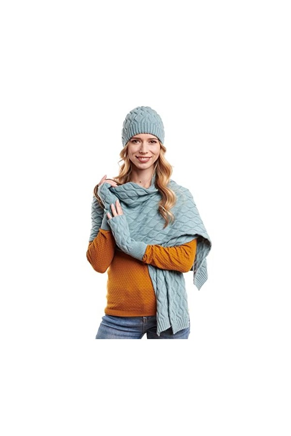 Hilltop Angora - Set d’accessoires d’hiver - Constitué d’écharpe, de bonnet et de chauffe-mains, stone, taille unique