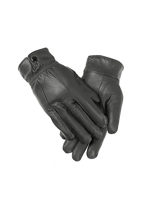 Gants en cuir élastiques pour femme - Bleu - Small