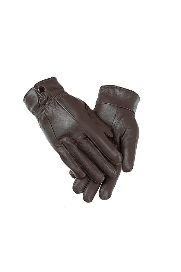 Gants en cuir élastiques pour femme - Bleu - Small
