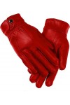 Gants en cuir élastiques pour femme - Bleu - Small