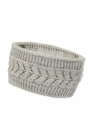 Irisaa Bandeau pour femme avec motif torsadé, cache-oreilles chaud, doublure en polaire - Beige - One Size