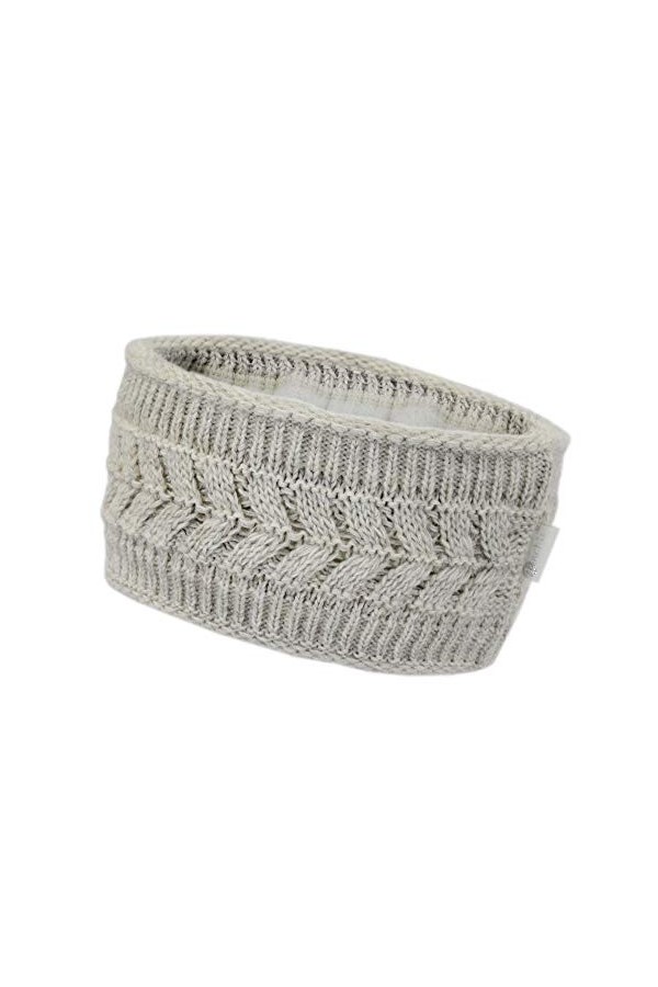 Irisaa Bandeau pour femme avec motif torsadé, cache-oreilles chaud, doublure en polaire - Beige - One Size