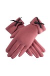 Gants dhiver et dautomne pour la conduite et léquitation en plein air, gants chauds en polaire avec nœud papillon pour fem