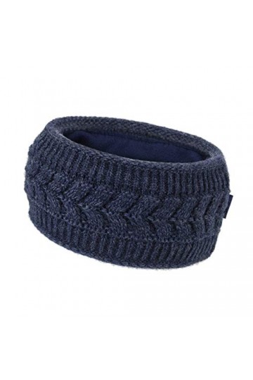 Irisaa Bandeau pour femme avec motif torsadé, cache-oreilles chaud, doublure en polaire - Bleu - One Size