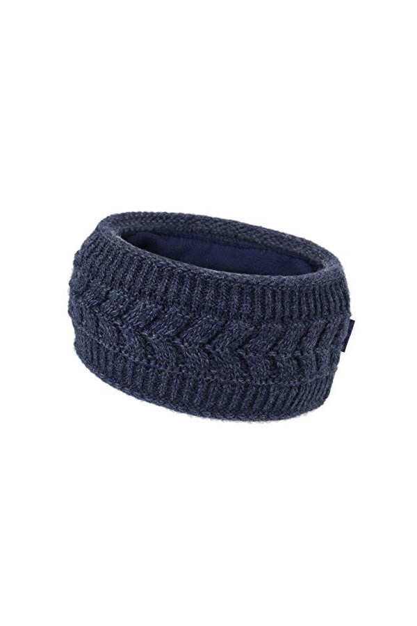 Irisaa Bandeau pour femme avec motif torsadé, cache-oreilles chaud, doublure en polaire - Bleu - One Size