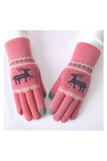 JBIVWW Écran Tactile Noël Vintage cerf Gants Tricotés Gants Femmes Épaissir Hiver Chaleureuse Finger moufles Cadeau de Noël 