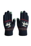 Gants dhiver pour écran tactile - Moufles mignonnes en tricot - Double couche élastique - Pour homme et femme, Noir , taille