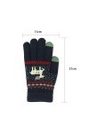 Gants dhiver pour écran tactile - Moufles mignonnes en tricot - Double couche élastique - Pour homme et femme, Noir , taille