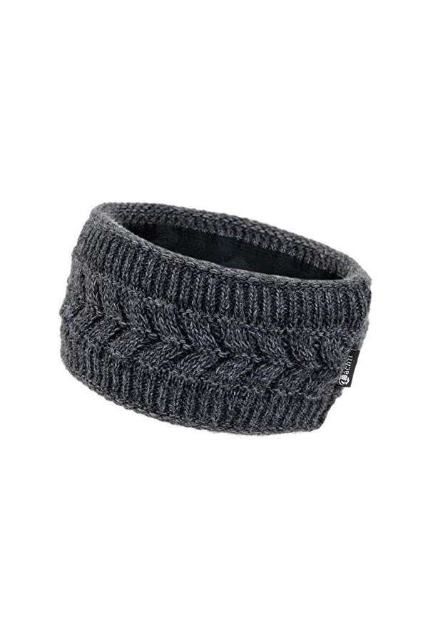 Irisaa Bandeau pour femme avec motif torsadé, cache-oreilles chaud, doublure en polaire - Bleu - One Size