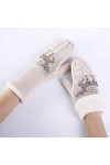 LUOXUEFEI Gants Femme en Tricot Fleurs Mitaine Hiver Femmes Plus Velours Plus Épais Chaud Gants De Doigt Complet