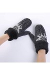 LUOXUEFEI Gants Femme en Tricot Fleurs Mitaine Hiver Femmes Plus Velours Plus Épais Chaud Gants De Doigt Complet