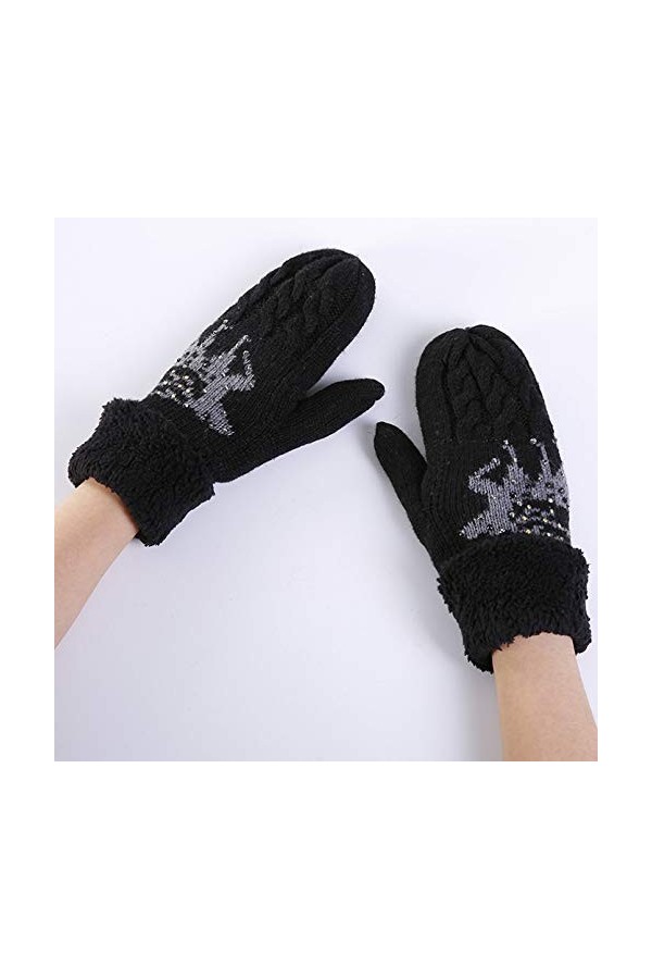 LUOXUEFEI Gants Femme en Tricot Fleurs Mitaine Hiver Femmes Plus Velours Plus Épais Chaud Gants De Doigt Complet