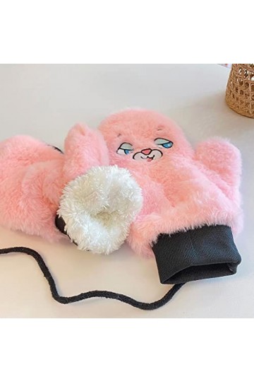cbvevwy Moufles en peluche – Gants dhiver pour femme avec doublure chaude et confortable, motif dessin animé, accessoire dh