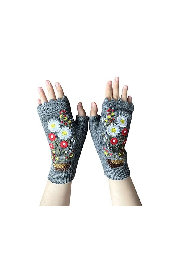 Mitaines Tricotées Mitaines Tricotées Taille Unique Gants Tricotés Hiver Chaud Jambes Chauffe-mains Moufles, gris, taille uni