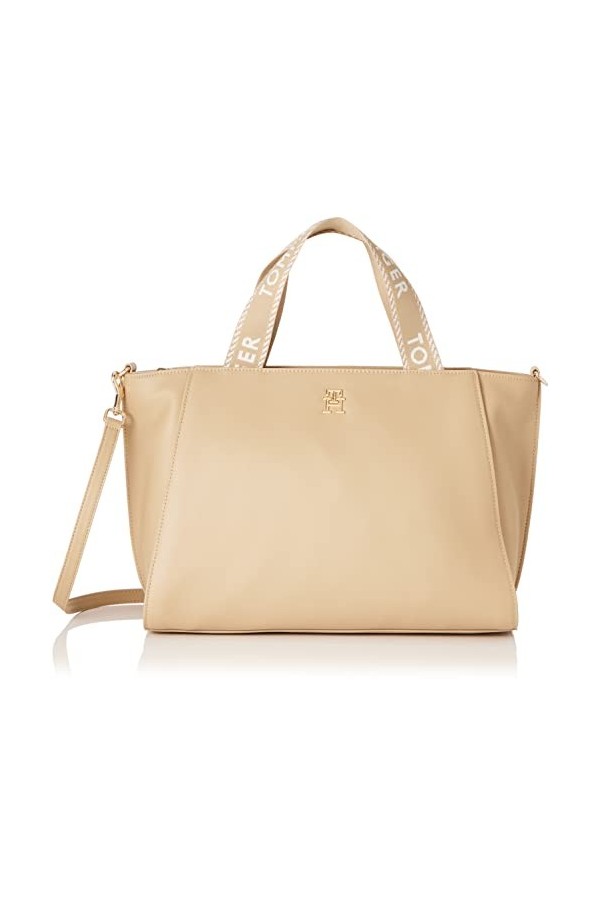 Tommy Hilfiger Sac Bandoulière Femme Tommy Life Tote Moyen Modèle, Beige Beige , Taille Unique