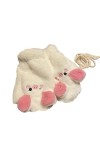Eiudxue Gants en peluche épais avec corde, motif petit porcelet, gants dhiver chauds