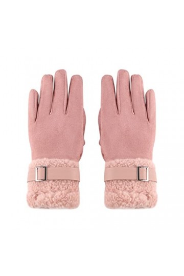 Gants dhiver chauds pour femme avec bonhomme de neige brodé en peluche - Caractéristiques : gants de moto rose, taille uniq