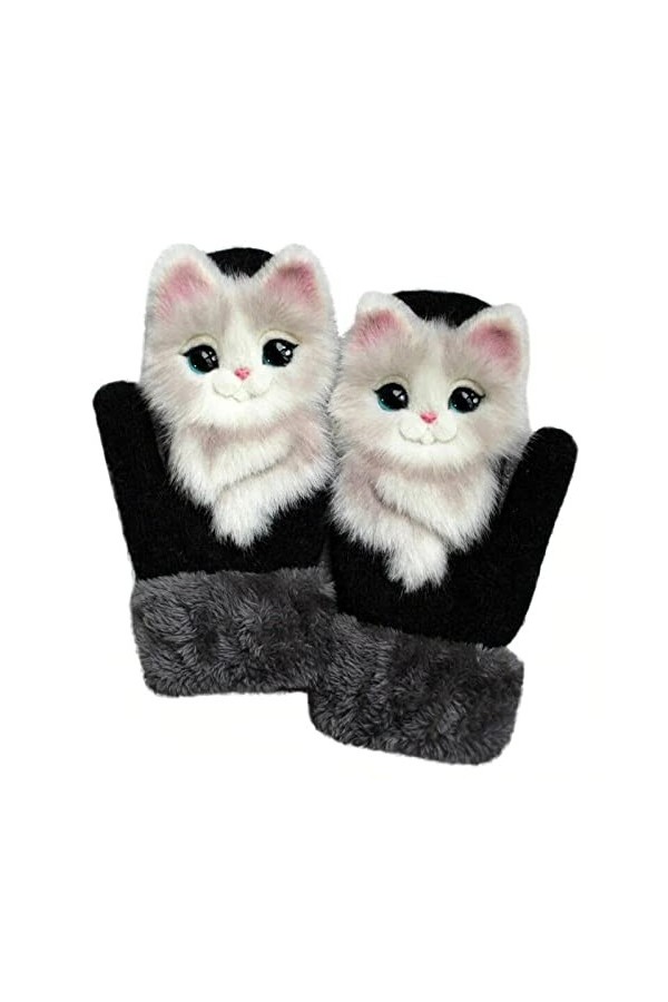 Kolarmo Moufles en forme danimal pour femme - Doublure chaude et confortable - Gants dhiver pour lextérieur - Doigts compl