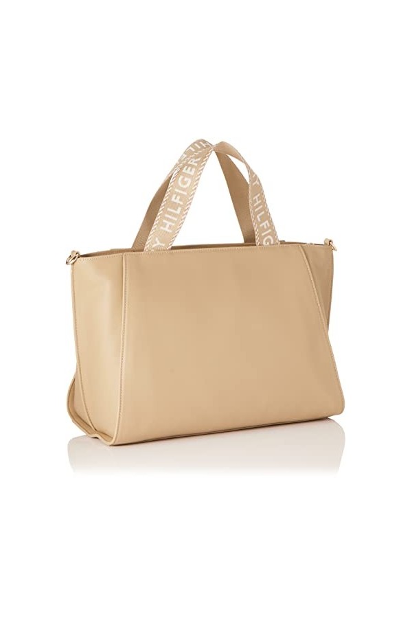 Tommy Hilfiger Sac Bandoulière Femme Tommy Life Tote Moyen Modèle, Beige Beige , Taille Unique