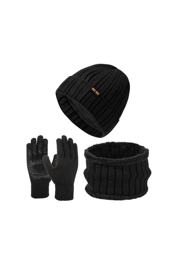 Gefomuofe Gants dhiver pour femme avec polaire thermique super doux pour écran tactile Gants chauds en peluche Gants dhiver