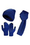 Bonnet Écharpe Gants Hiver Ensemble - Unisex Packs Tactile Gant Chaud Douce Foulard Chic Thermique Epaisse Tricote Double Pol