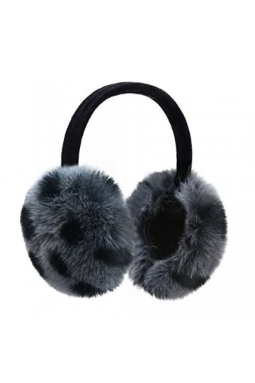 Onmygogo Cache-oreille en fausse fourrure pour lhiver, doux, chaud et pliable - Léopard gris - Medium