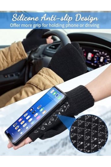 Kiiwah Antidérapant Convertible sans Doigts Gants dhiver, Tricotées sans Doigts Gants, Demi-Doigts Mitaines pour Hommes Femm