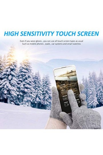 Gants pour Femmes 2 Paires Hommes dHiver Chauds Tactiles Moufles pour Conduire Dactylographie Ski Noir + Gris