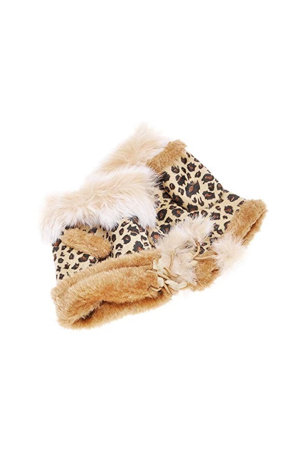 ZLYC Femmes dHiver Demi-Doigts Gants Chauds Fourrure Artificielle Gants Sans Doigts Beige ,Taille unique