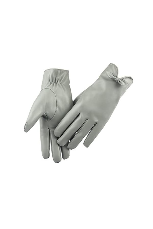 Long Keeper Gants Femme Cuir Hiver - Gants Tactiles Hiver Doublure Chaude Gants De Conduite en Cuir pour Femmes Décoration de