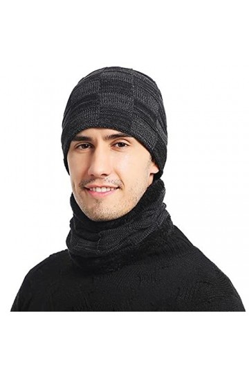 AIYUENCICI Ensemble bonnet et écharpe dhiver en tricot avec tête de mort et cache-cou élégant avec doublure en polaire épais