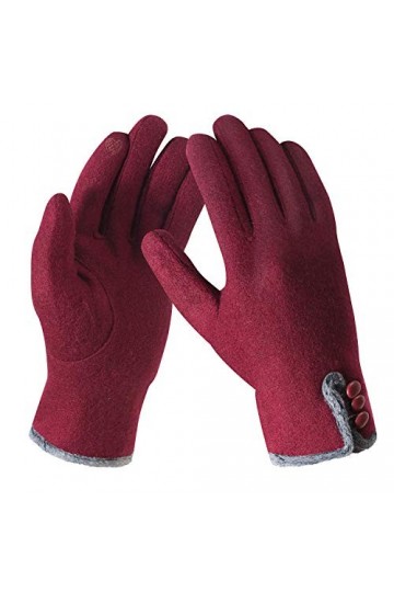 Bequemer Laden Gants dhiver Épaisse Femme, Gants à Écran Tactile pour Femme, Gants Épais Chauds de Couleur Unie, Rouge, Tail