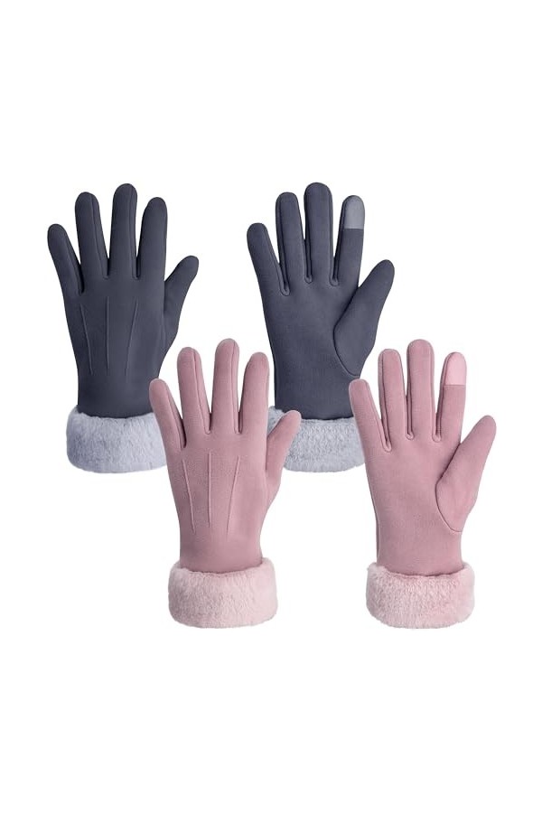 Justay Sowarm Gants Dhiver Pour Femme Daim écran Tactile Doublure Thermique Confortable Coupe-Vent Mitaines élégantes Pour L