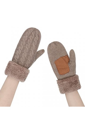 IBLUELOVER Moufles Femme Gants Moufle en Tricotés Mitaines Doublure Polaire Epais Moufle avec Corde Gant Thermique Hiver Chau