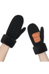 IBLUELOVER Moufles Femme Gants Moufle en Tricotés Mitaines Doublure Polaire Epais Moufle avec Corde Gant Thermique Hiver Chau