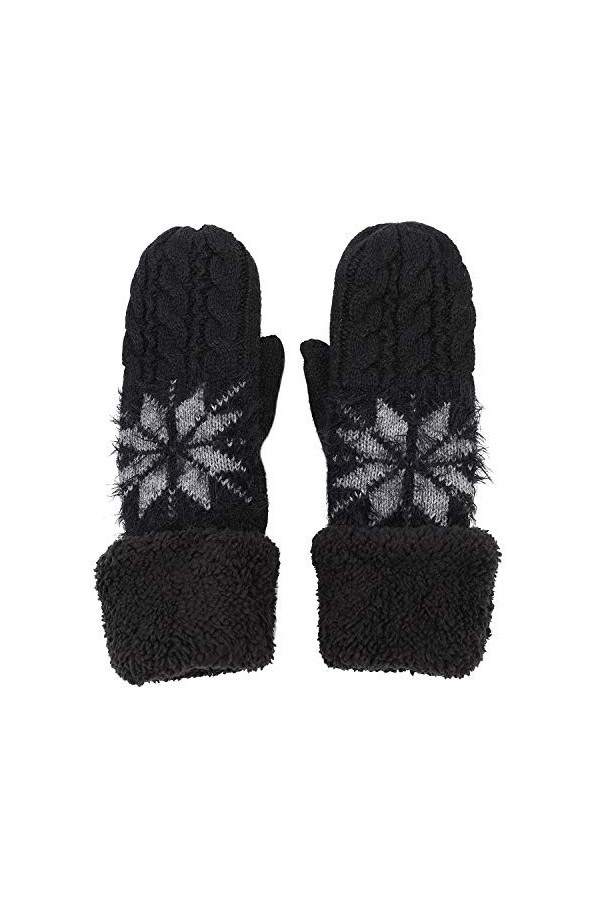 Moufles Tricotés dHiver Chauds Epaissis avec Motif de Dessin Animé Gants de Sports de Plein Air Anti-Froids Coupe-Vent Adult