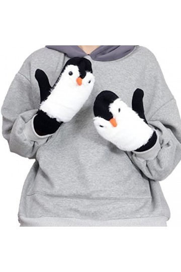 Moufles dhiver à double couche épaisses et chaudes en tricot avec motif hérisson de dessin animé, noir/blanc, taille unique