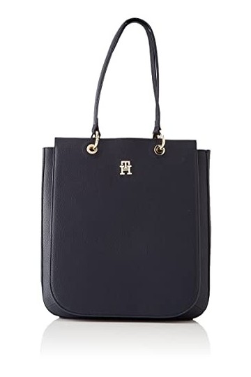 Tommy Hilfiger Cabas Femme Sac TH Emblem Work Tote Fermeture Éclair, Bleu Space Blue , Taille Unique