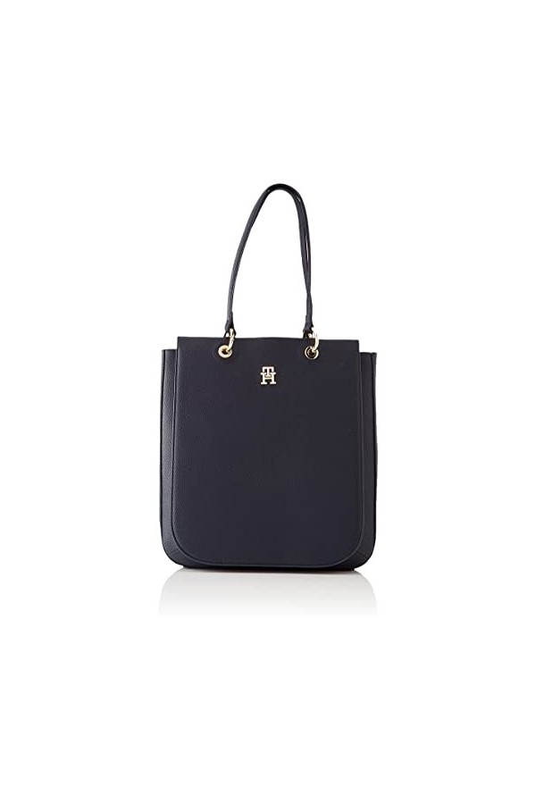 Tommy Hilfiger Cabas Femme Sac TH Emblem Work Tote Fermeture Éclair, Bleu Space Blue , Taille Unique