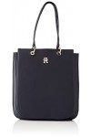 Tommy Hilfiger Cabas Femme Sac TH Emblem Work Tote Fermeture Éclair, Bleu Space Blue , Taille Unique