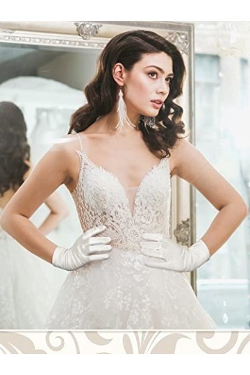 3 Paires de Gants en Satin Blanc Courts pour Fête Mariage Soirée Opéra, M et L