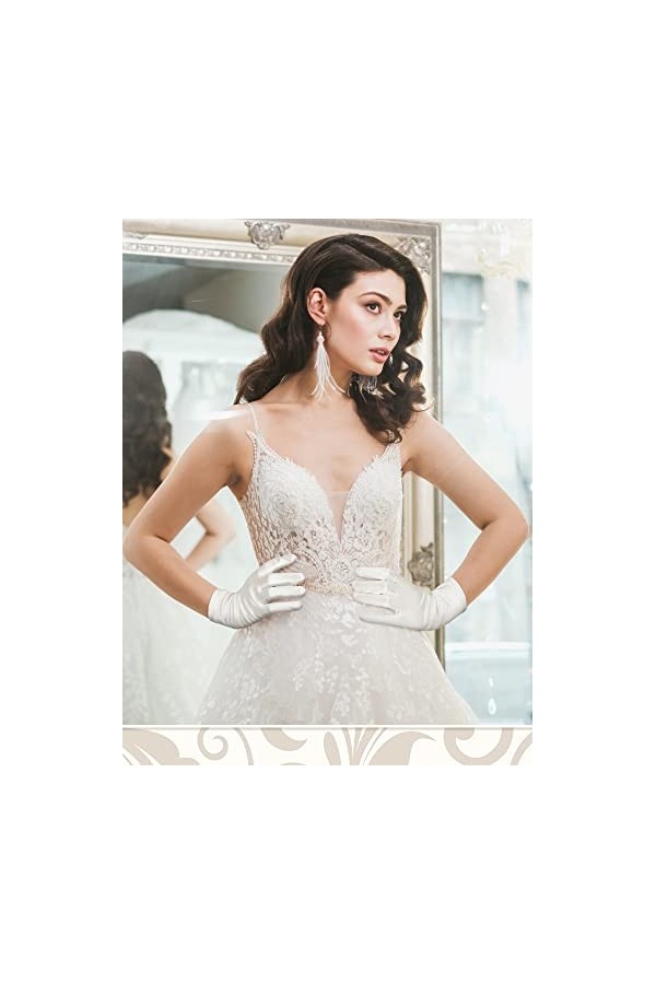 3 Paires de Gants en Satin Blanc Courts pour Fête Mariage Soirée Opéra, M et L