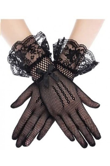 Gants en dentelle courts élégants pour femmes, nouveau filet de poisson transparent, noir et blanc, pour bal de promo, moufle