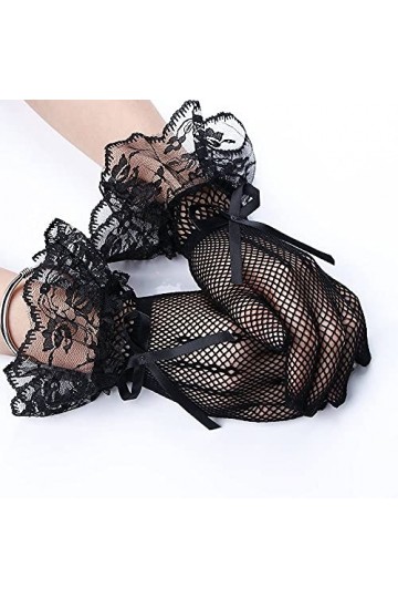 Gants en dentelle courts élégants pour femmes, nouveau filet de poisson transparent, noir et blanc, pour bal de promo, moufle
