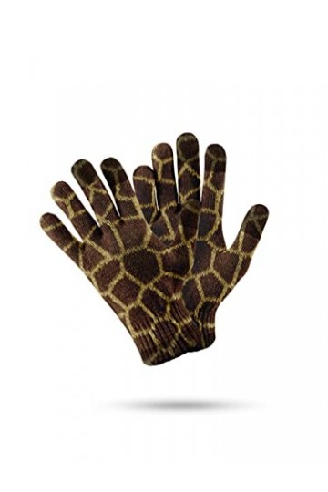 Mitaine Femme,Gants DÉcran Tactile Pour Femme Gants Tricotés Chauds DHiver Motif De Girafe Marron Vintage Imprimé Coupe-Ven