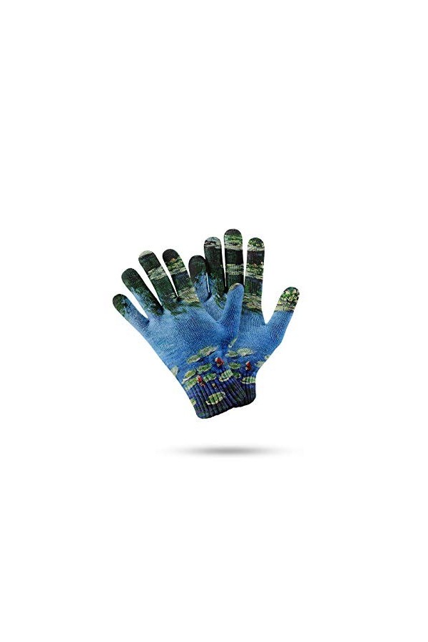 Gants Femme Hiver,Gants À Écran Tactile Pour Femme Gants Tricotés Chauds DHiver La Célèbre Peinture De Monet Impression De N