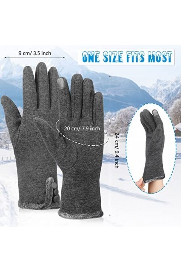 2 Paires Gants Hiver Chauds de Textos à Écran Tactile Coupe-Vent Mitaines de Téléphone Sport Doigts Complets, Noir et Gris